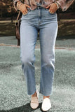 High Waist Straight Jeans with Pockets - Trendsi - Flyclothing LLC