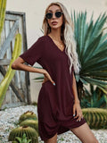V-Neck Short Sleeve Mini Dress - Trendsi - Flyclothing LLC