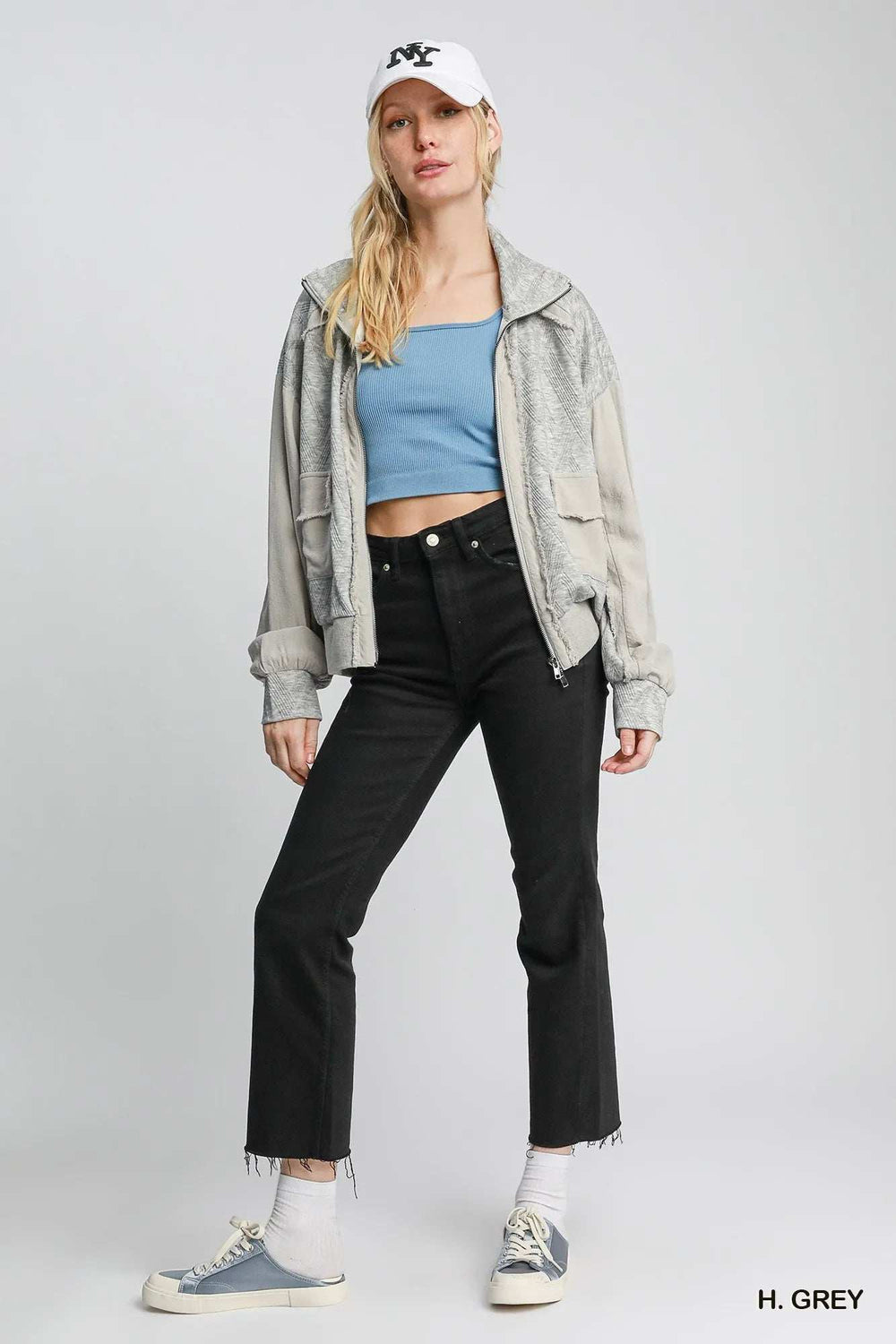 Umgee Two-Way Jacquard Zip-Up Jacket - Trendsi - Flyclothing LLC