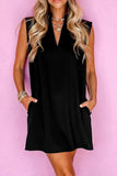 Notched Sleeveless Mini Dress - Trendsi - Flyclothing LLC