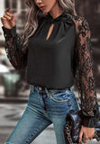 Cutout Lace Detail Long Sleeve Blouse - Trendsi - Flyclothing LLC