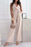 Surplice Sleeveless Wide Leg Jumpsuit - Trendsi - Flyclothing LLC