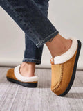 Contrast Round Toe Flat Slippers - Trendsi - Flyclothing LLC