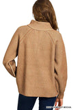 Zenana Ribbed Two Tone Half Zip Sweater - Trendsi - Flyclothing LLC