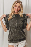 BiBi Mineral Washed Terry Top - Trendsi - Flyclothing LLC