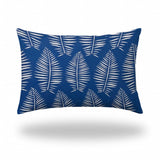 12" X 16" Blue And White Enveloped Tropical Lumbar Indoor Outdoor Pillow - Homeroots