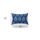 12" X 18" Blue And White Enveloped Tropical Lumbar Indoor Outdoor Pillow - Homeroots