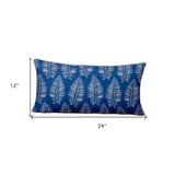 12" X 24" Blue and White Tropical Indoor Outdoor Throw Pillow - Homeroots - Flyclothing LLC