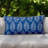 12" X 24" Blue and White Tropical Indoor Outdoor Throw Pillow - Homeroots - Flyclothing LLC