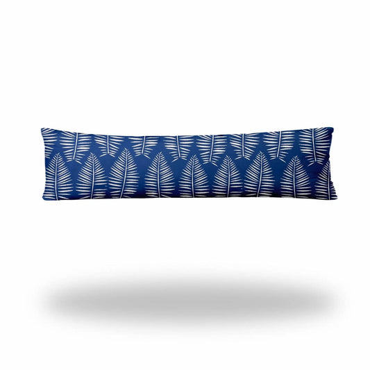 12" X 48" Blue And White Enveloped Tropical Lumbar Indoor Outdoor Pillow - Homeroots