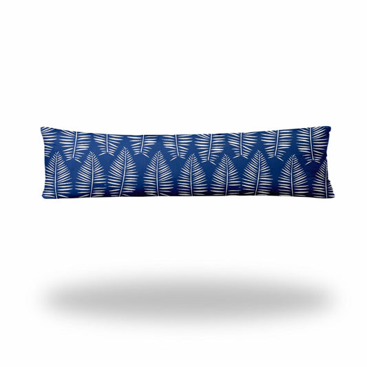 12" X 48" Blue And White Blown Seam Tropical Lumbar Indoor Outdoor Pillow - Homeroots