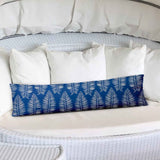 12" X 48" Blue And White Zippered Tropical Lumbar Indoor Outdoor Pillow - Homeroots