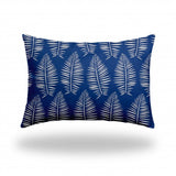14" X 20" Blue And White Enveloped Tropical Lumbar Indoor Outdoor Pillow - Homeroots