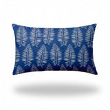 16" X 26" Blue And White Zippered Tropical Lumbar Indoor Outdoor Pillow - Homeroots