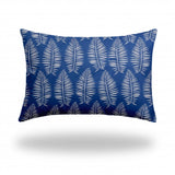 24" X 36" Blue And White Blown Seam Tropical Lumbar Indoor Outdoor Pillow - Homeroots