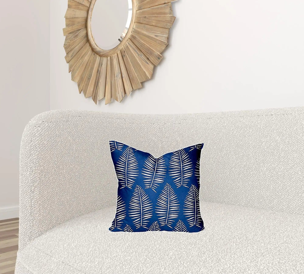 16" X 16" Blue And White Blown Seam Tropical Throw Indoor Outdoor Pillow - Homeroots - Flyclothing LLC