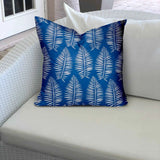 16" X 16" Blue And White Zippered Tropical Throw Indoor Outdoor Pillow - Homeroots - Flyclothing LLC
