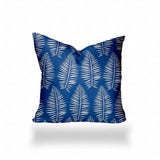 18" X 18" Blue And White Enveloped Tropical Throw Indoor Outdoor Pillow - Homeroots - Flyclothing LLC