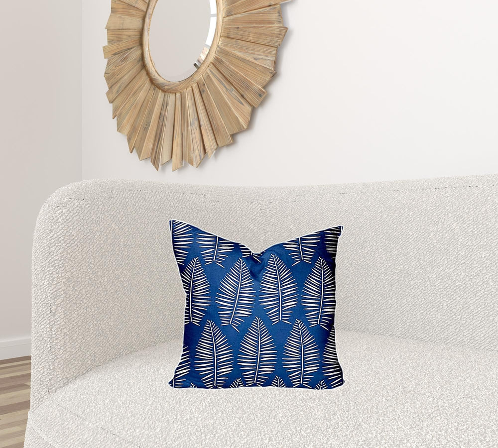 18" X 18" Blue And White Enveloped Tropical Throw Indoor Outdoor Pillow - Homeroots - Flyclothing LLC