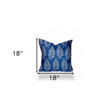 18" X 18" Blue And White Zippered Tropical Throw Indoor Outdoor Pillow - Homeroots - Flyclothing LLC