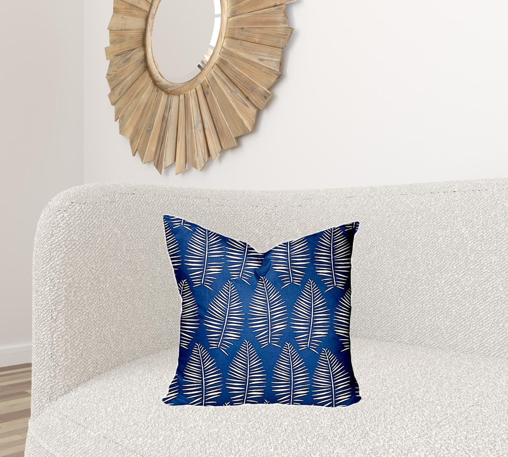 20" X 20" Blue And White Blown Seam Tropical Throw Indoor Outdoor Pillow - Homeroots - Flyclothing LLC