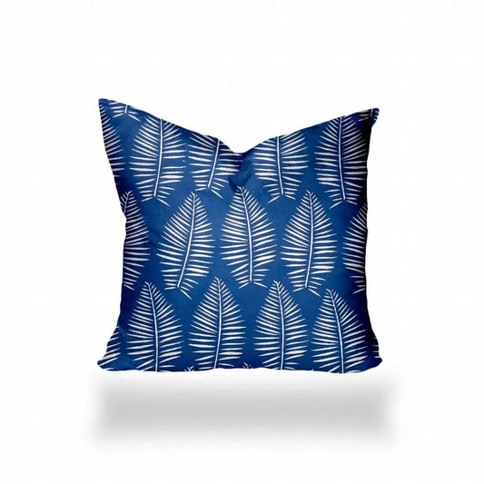 20" X 20" Blue And White Zippered Tropical Throw Indoor Outdoor Pillow - Homeroots