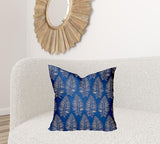22" X 22" Blue And White Blown Seam Tropical Throw Indoor Outdoor Pillow - Homeroots - Flyclothing LLC
