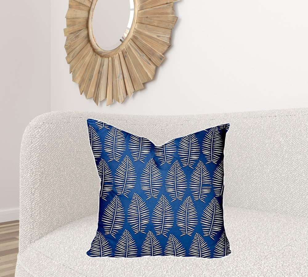 24" X 24" Blue And White Enveloped Tropical Throw Indoor Outdoor Pillow - Homeroots - Flyclothing LLC