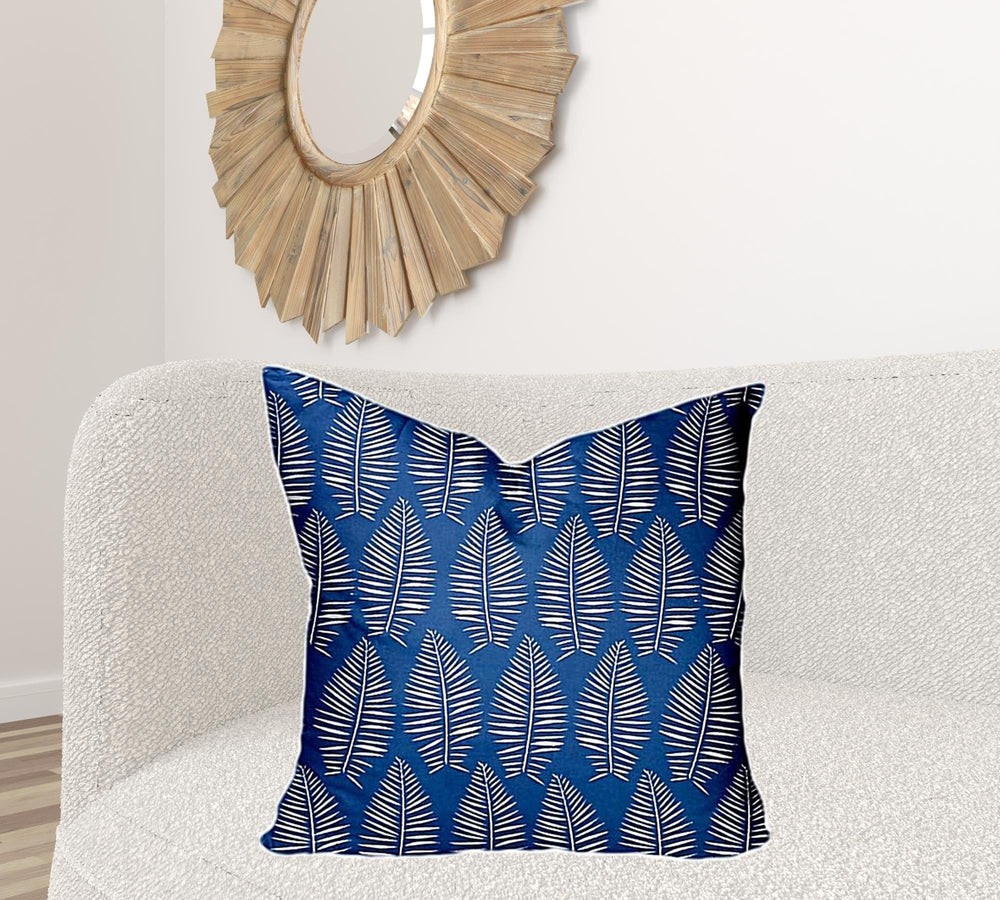 26" X 26" Blue And White Blown Seam Tropical Throw Indoor Outdoor Pillow - Homeroots - Flyclothing LLC