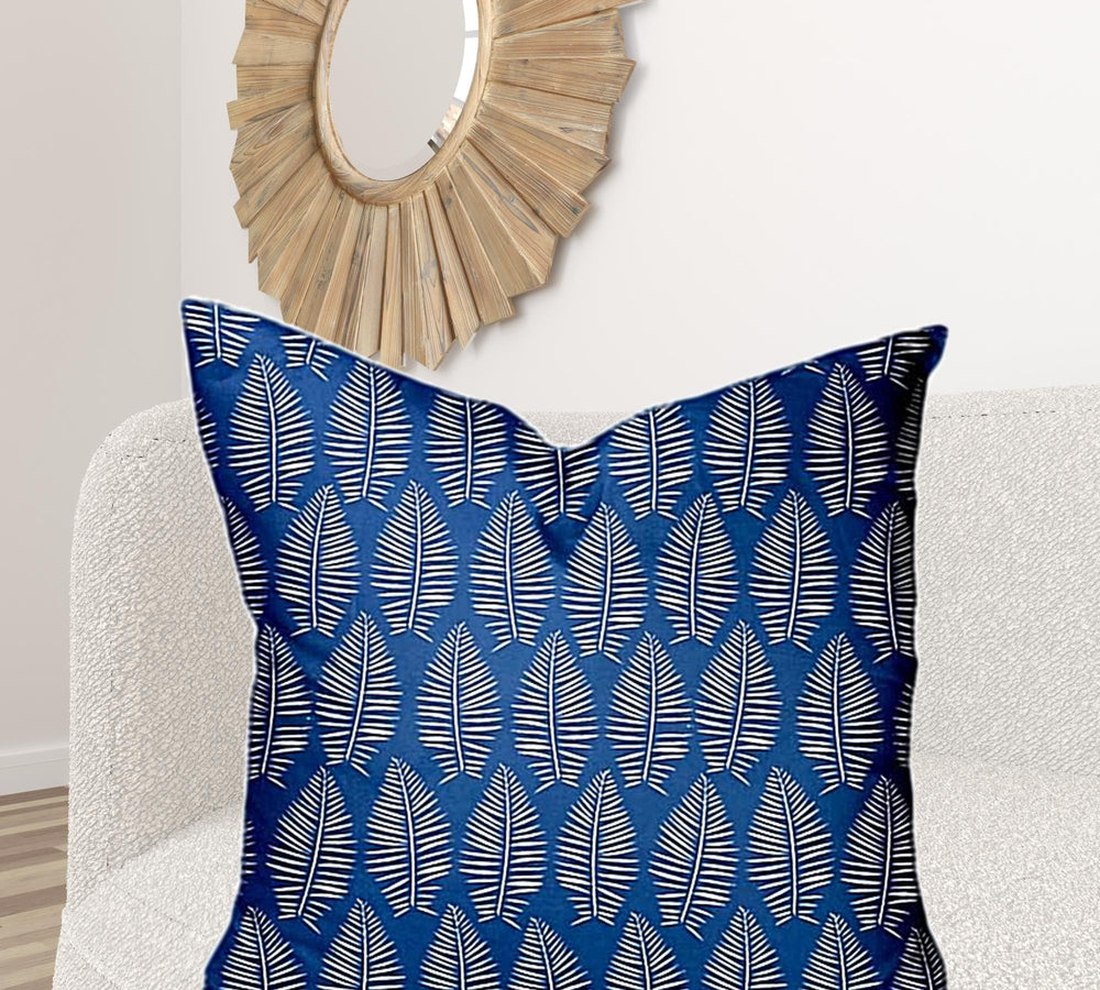 36" X 36" Blue And White Enveloped Tropical Throw Indoor Outdoor Pillow - Homeroots - Flyclothing LLC