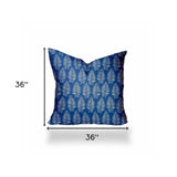 36" X 36" Blue And White Zippered Tropical Throw Indoor Outdoor Pillow - Homeroots - Flyclothing LLC