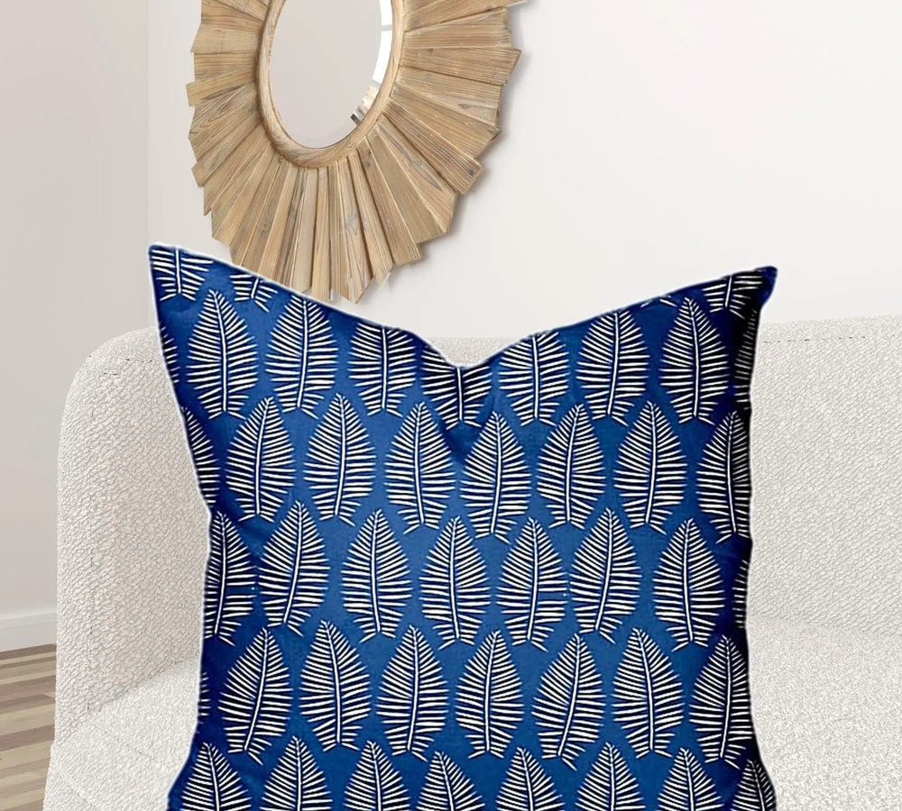 36" X 36" Blue And White Zippered Tropical Throw Indoor Outdoor Pillow - Homeroots - Flyclothing LLC