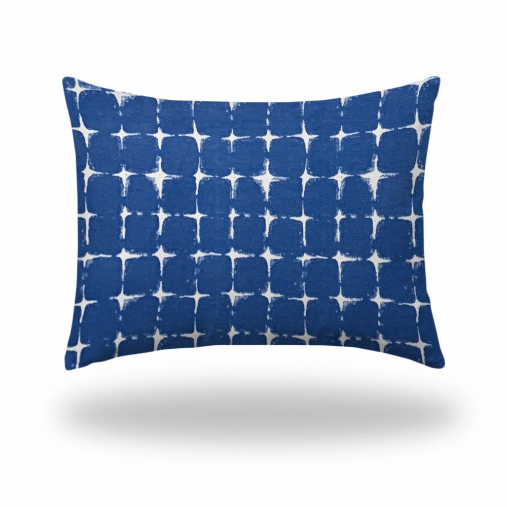 12" X 16" Blue And White Blown Seam Gingham Lumbar Indoor Outdoor Pillow - Homeroots - Flyclothing LLC