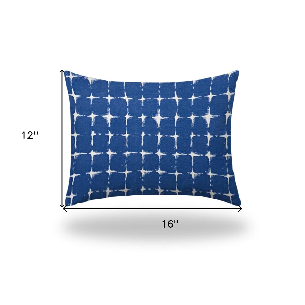 12" X 16" Blue And White Zippered Gingham Lumbar Indoor Outdoor Pillow - Homeroots - Flyclothing LLC