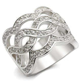 410117 - High-Polished 925 Sterling Silver Ring with AAA Grade CZ in White - Alamode - Flyclothing LLC