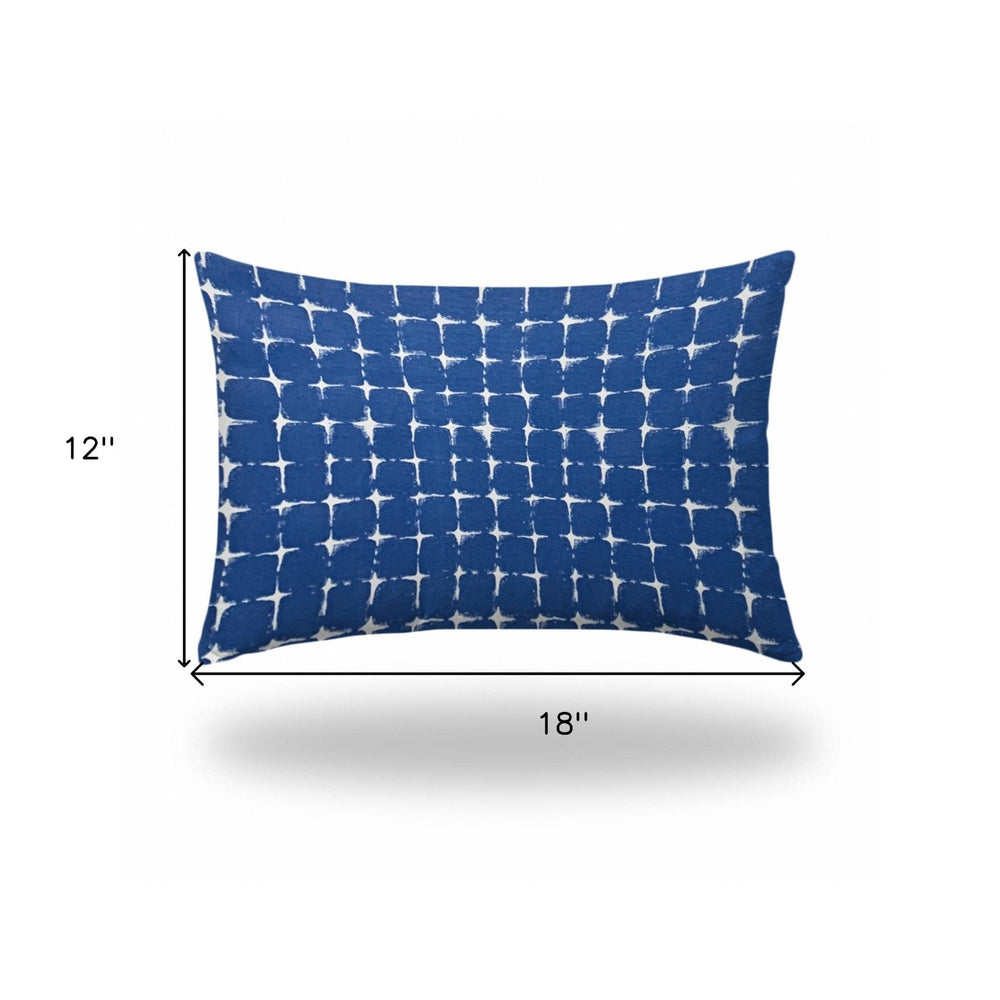 12" X 18" Blue And White Zippered Gingham Lumbar Indoor Outdoor Pillow - Homeroots - Flyclothing LLC