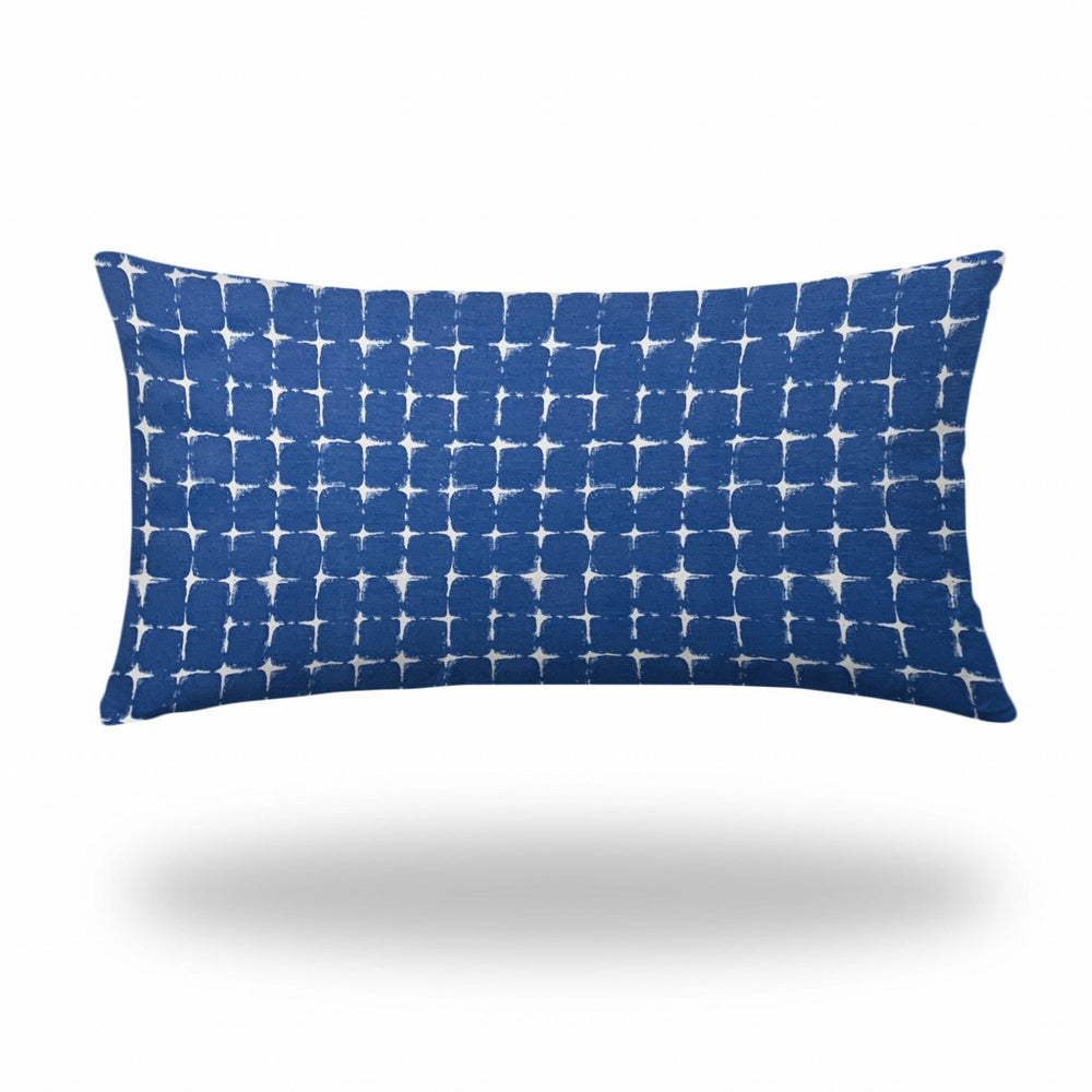 14" X 24" Blue And White Blown Seam Gingham Lumbar Indoor Outdoor Pillow - Homeroots - Flyclothing LLC