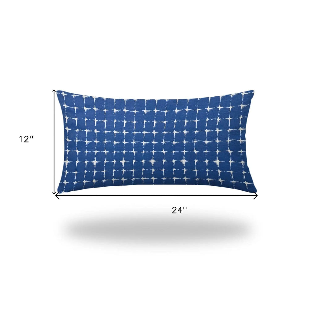 14" X 24" Blue And White Zippered Abstract Lumbar Indoor Outdoor Pillow - Homeroots