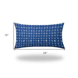 14" X 24" Blue And White Zippered Abstract Lumbar Indoor Outdoor Pillow - Homeroots
