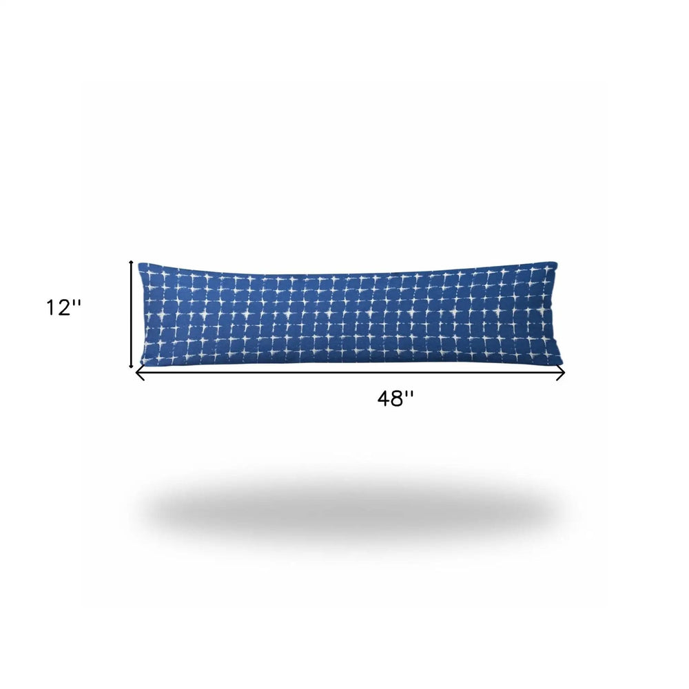 12" X 48" Blue And White Zippered Gingham Lumbar Indoor Outdoor Pillow - Homeroots - Flyclothing LLC