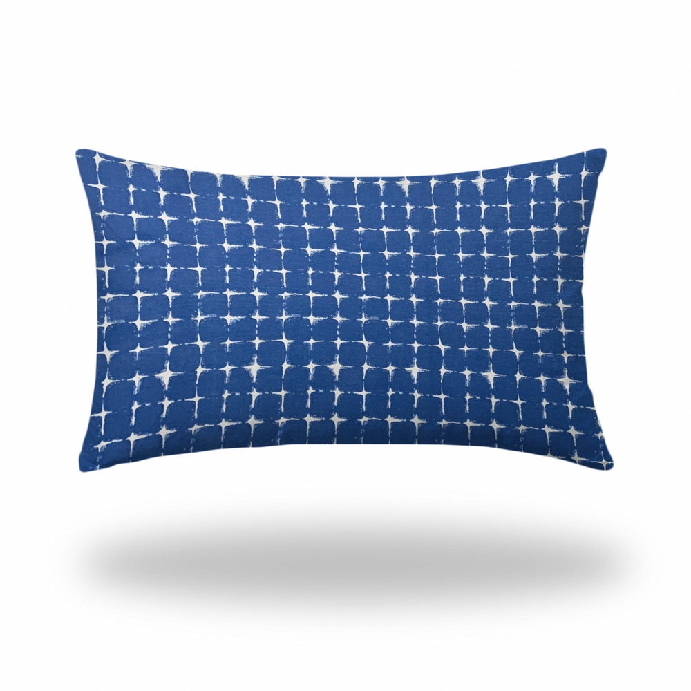 16" X 26" Blue And White Enveloped Abstract Lumbar Indoor Outdoor Pillow - Homeroots