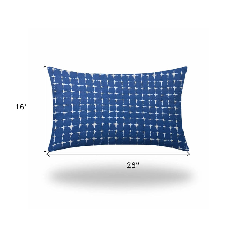 16" X 26" Blue And White Enveloped Abstract Lumbar Indoor Outdoor Pillow - Homeroots