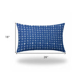 16" X 26" Blue And White Enveloped Abstract Lumbar Indoor Outdoor Pillow - Homeroots