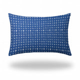 24" X 36" Blue And White Blown Seam Gingham Lumbar Indoor Outdoor Pillow - Homeroots - Flyclothing LLC