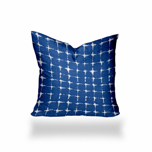 14" X 14" Blue And White Zippered Gingham Throw Indoor Outdoor Pillow - Homeroots