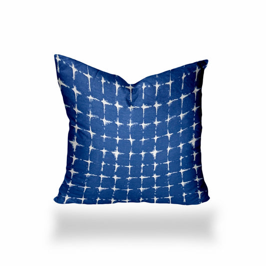 16" X 16" Blue And White Zippered Gingham Throw Indoor Outdoor Pillow - Homeroots