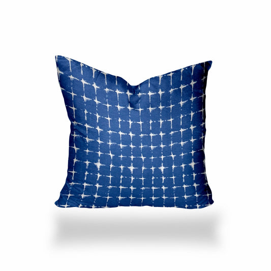 20" X 20" Blue And White Blown Seam Gingham Throw Indoor Outdoor Pillow - Homeroots
