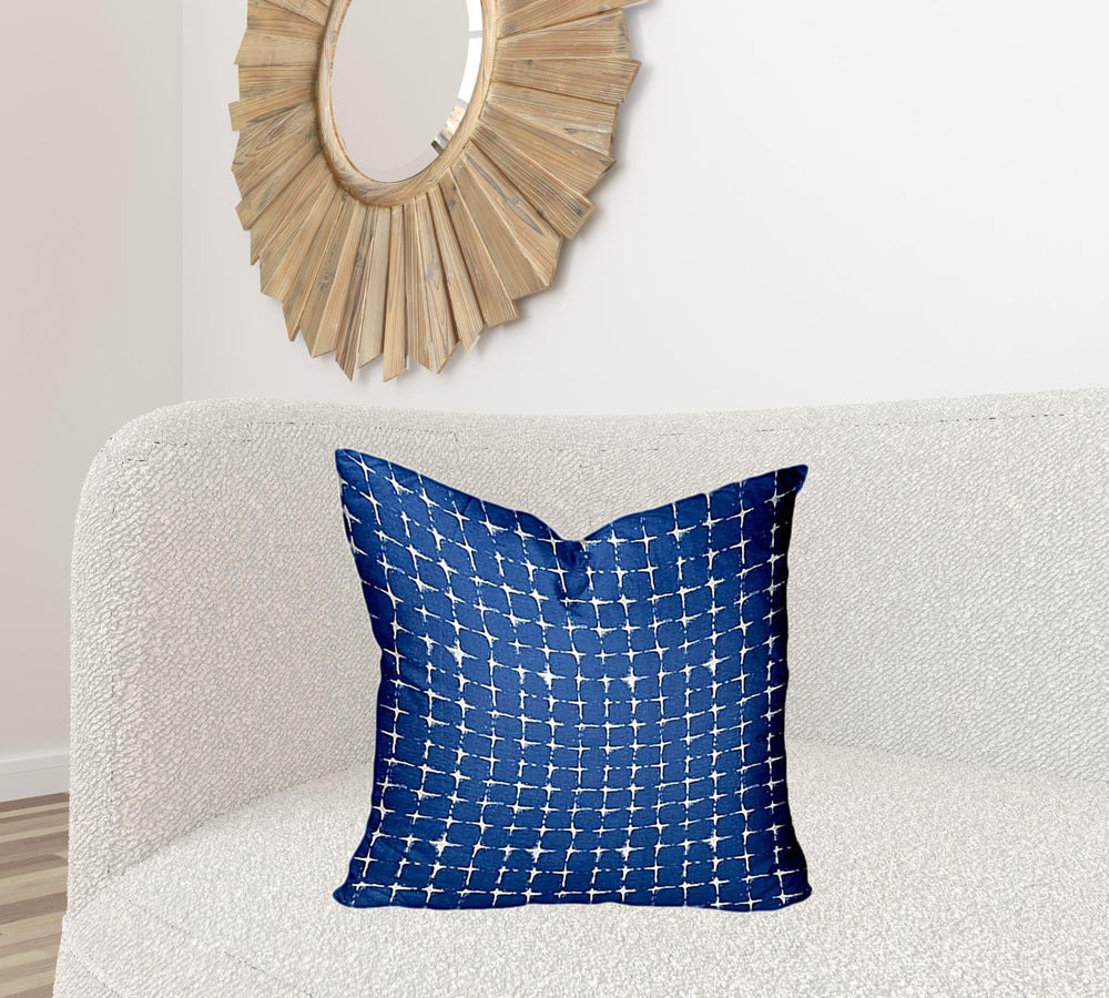22" X 22" Blue And White Zippered Gingham Throw Indoor Outdoor Pillow - Homeroots - Flyclothing LLC