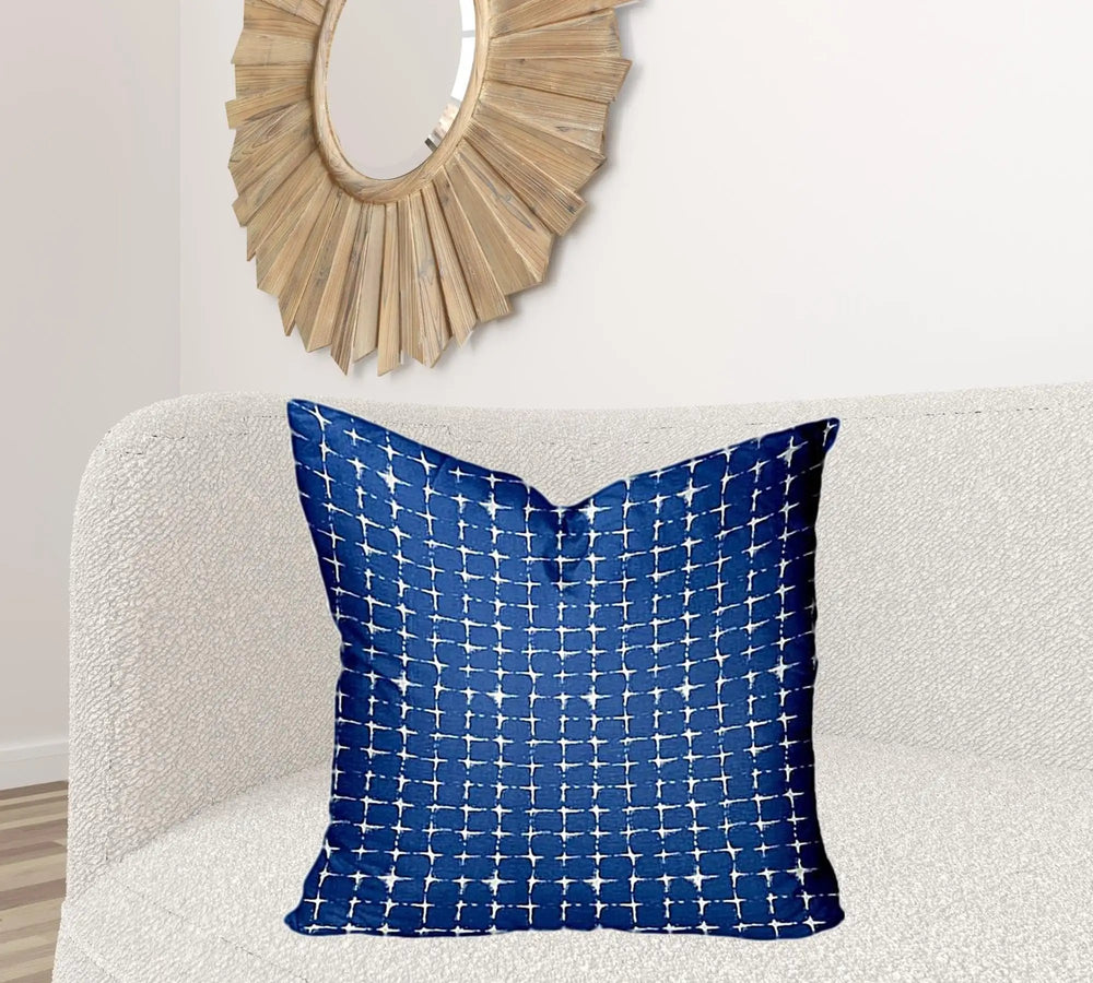 26" X 26" Blue And White Zippered Gingham Throw Indoor Outdoor Pillow - Homeroots - Flyclothing LLC