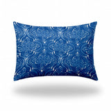 14" X 20" Blue And White Blown Seam Ikat Lumbar Indoor Outdoor Pillow - Homeroots - Flyclothing LLC